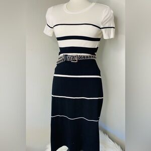 Zara Black and White Crew Neck Maxi Dress